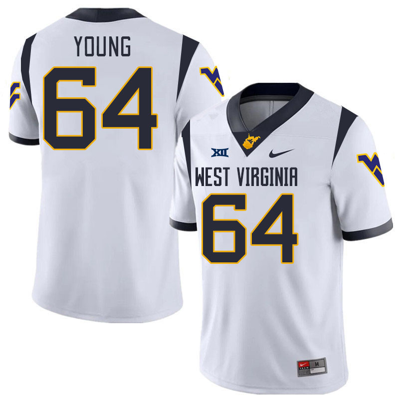 #64 Cooper Young West Virginia Mountaineers College 2024 New Uniforms Football Jerseys Stitched Sale-White